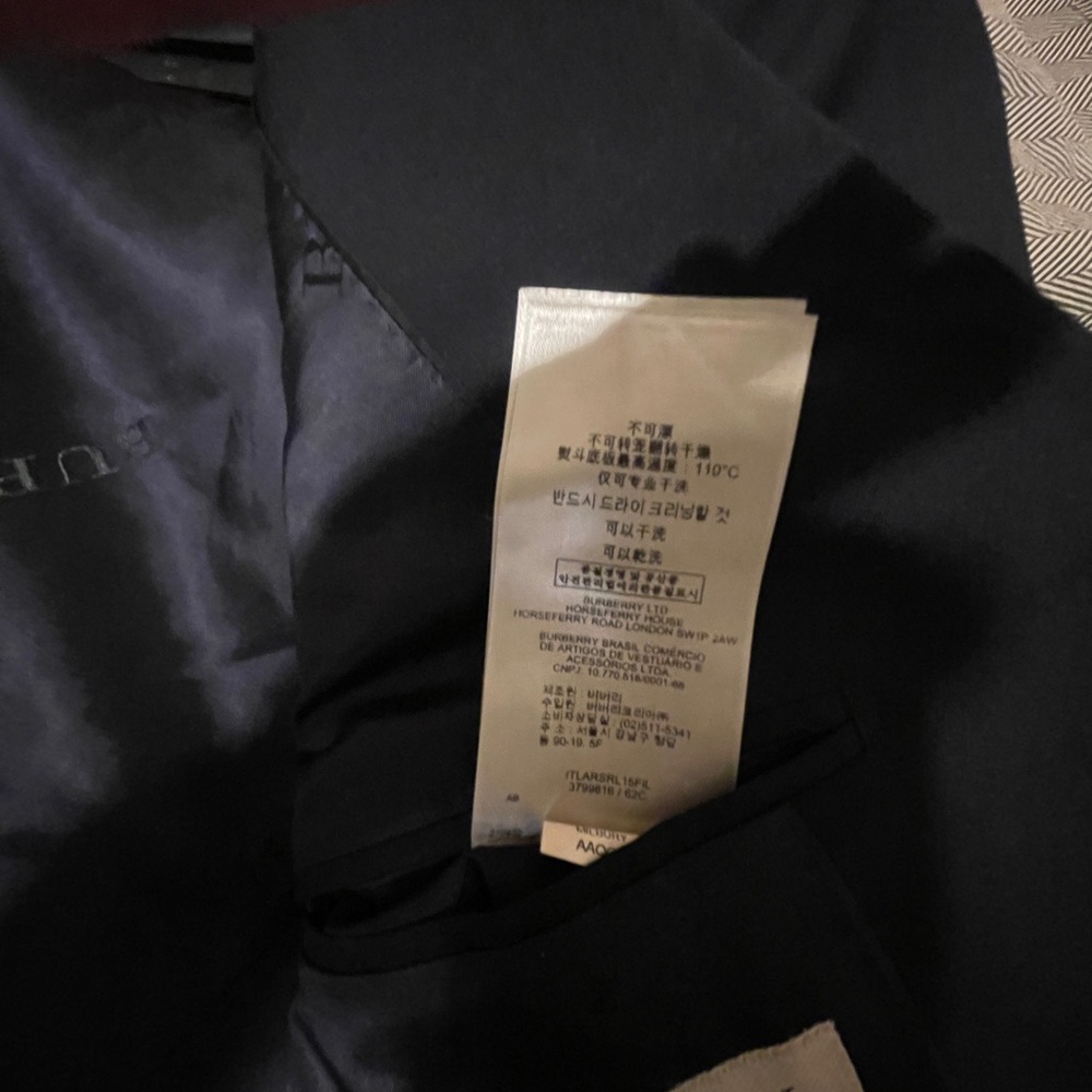 Wool Burberry Blue Blazer with Notch Lapels and Wool Blend - Picture 14 of 17